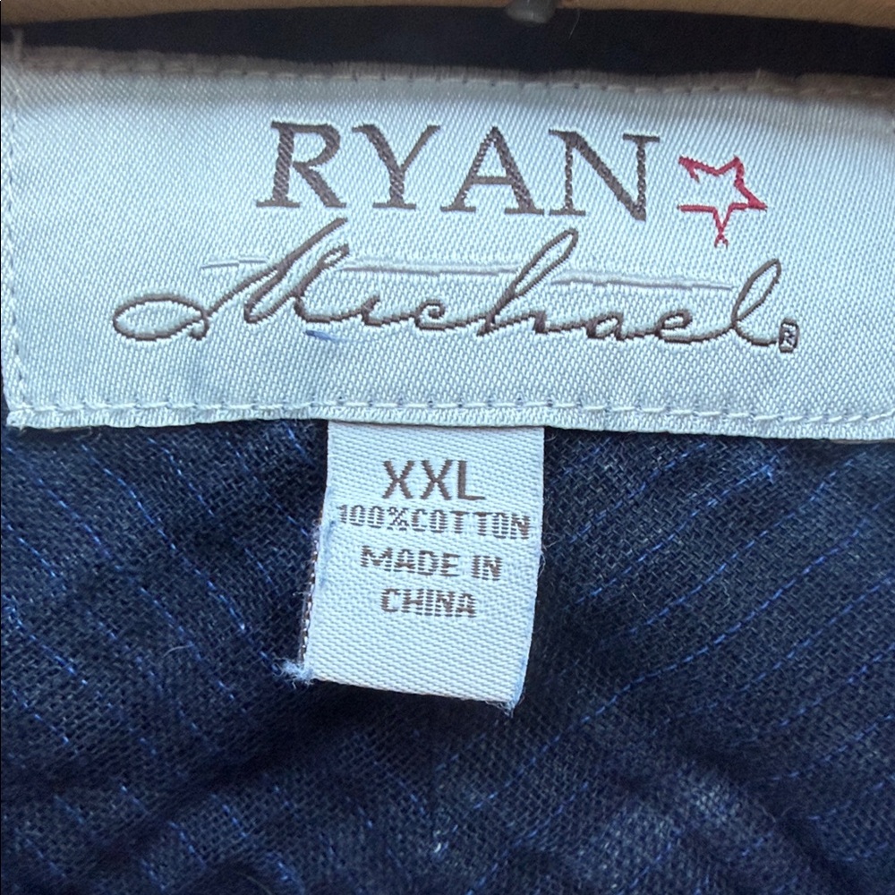 Ryan Michael Indigo Washed Cotton Flounce Sleeve Shirt w/ Buffalo Buttons XXL - Picture 2 of 14